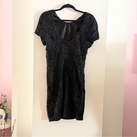 Elegant Black Shimmery Cocktail Dress, Lined - Picture 8 of 8